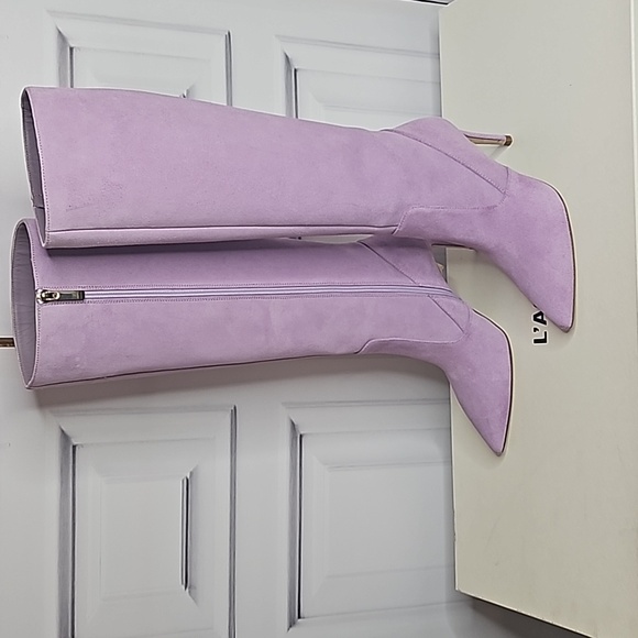 NIB. L'AGENCE Lena Knee High Boot in Lavender Suede - Picture 7 of 15